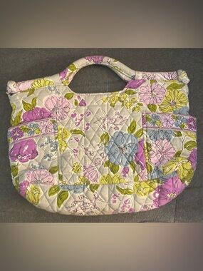 Vera Bradley Top Handle Floral Quilted Bag Blue/Grey/Pink